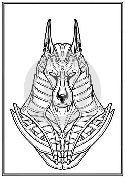 Ancient Egyptian God - Anubis close-up, guardian of the scales on the trial Osiris in the kingdom of the dead without a background