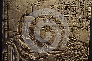 Ancient Egyptian hieroglyphic bas-relief