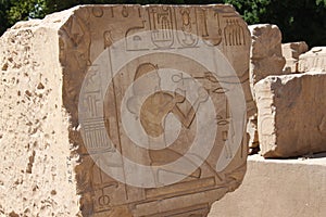 Ancient egyptian Hieroglyphics, ancient symbols, pharaohs\' sculptures. Egyptian landmark. Karnak temple. Egypt