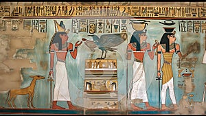 Ancient Egyptian Hieroglyphics Wall Art Nile River Pyramids