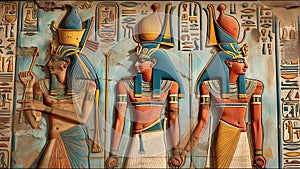 Ancient Egyptian Hieroglyphics Wall Art Nile River Pyramids