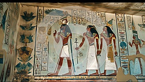 Ancient Egyptian Hieroglyphics Wall Art Nile River Pyramids