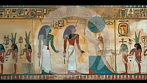 Ancient Egyptian Hieroglyphics Wall Art Nile River Pyramids