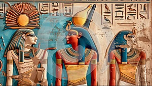 Ancient Egyptian Hieroglyphics Wall Art Nile River Pyramids