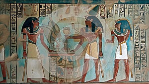 Ancient Egyptian Hieroglyphics Wall Art Nile River Pyramids