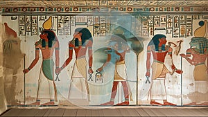 Ancient Egyptian Hieroglyphics Wall Art Nile River Pyramids