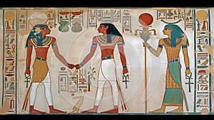 Ancient Egyptian Hieroglyphics Wall Art Nile River Pyramids