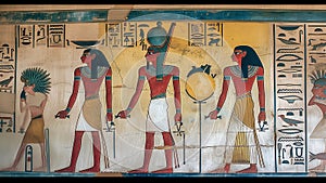 Ancient Egyptian Hieroglyphics Wall Art Nile River Pyramids