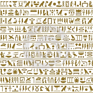 Ancient Egyptian Hieroglyphs Seamless Horizontal