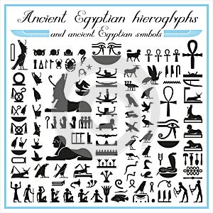 Ancient Egyptian hieroglyphs and symbols