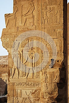 Ancient egyptian hieroglyphs in the Temple of Kom Ombo, Egypt