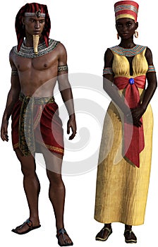 Ancient Egyptian King, Queen, Isolated