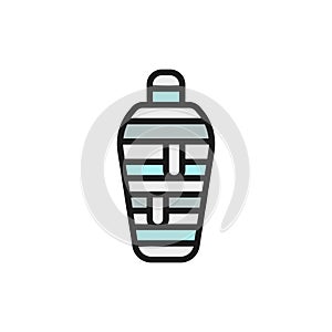 Ancient egyptian mummy flat color line icon. Isolated on white background