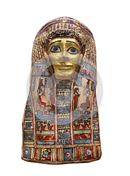 Ancient Egyptian mummy mask isolated.