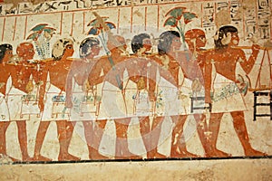 Ancient Egyptian Mural of Funeral Procession