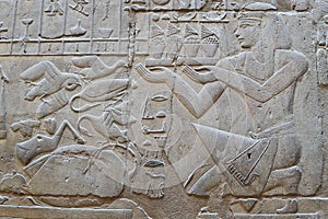 Ancient Egyptian mural with offering