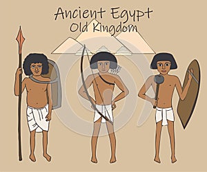 Ancient egyptian old kingdom arming cartoon