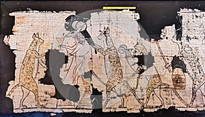 Ancient Egyptian papyrus, image of gods on papyrus