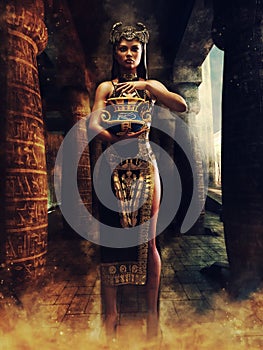 Ancient Egyptian priestess with a vase