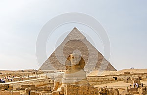 Ancient Egyptian Pyramid of Khafre and Great Sphinx