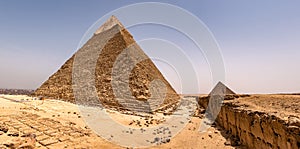 Ancient Egyptian Pyramids at the Giza Plateau in Cairo, Egypt