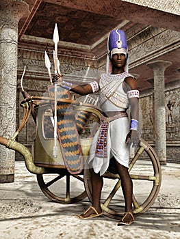 Ancient Egyptian warrior with a chariot