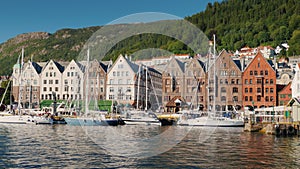 The ancient embankment of the city of Bergen, the famous old colorful houses, the symbol of the city