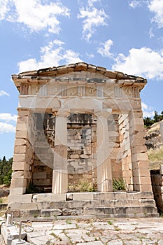 Ancient excavations in Delphi , Greece