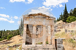 Ancient excavations in Delphi , Greece