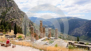 Ancient excavations in Delphi , Greece