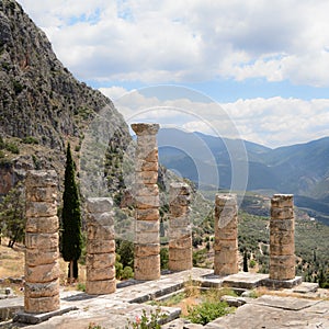 Ancient excavations in Delphi , Greece