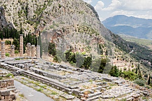 Ancient excavations in Delphi , Greece