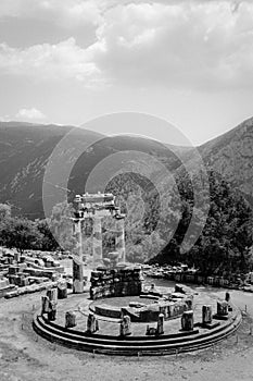 Ancient excavations in Delphi , Greece