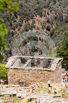 Ancient excavations in Delphi , Greece