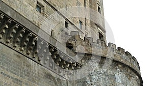 Ancient facade of Maschio Angioino castle in Naples, architecture, heritage