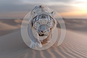 Ancient feline: The saber-toothed tiger, an iconic and extinct predator with distinctive saber-like teeth, representing photo
