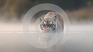 Ancient feline: The saber-toothed tiger, an iconic and extinct predator with distinctive saber-like teeth, representing photo
