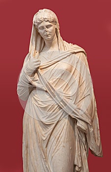 Ancient Female funerary statue from the ancient cemetery in Stadiou Street, Athens, Greece