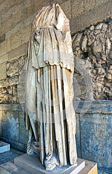 Ancient Female Statue Stoa of Attalos Agora Marketplace Athens Greece