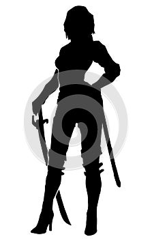 ancient female sword warrior silhouette