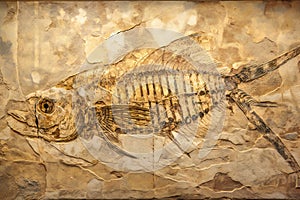 Ancient fish fossil complete skeleton, animals, marine life