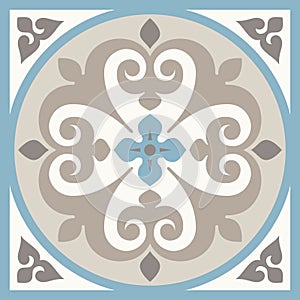 Ancient floor ceramic tiles. Victorian English floor tiling design, seamless vector pattern