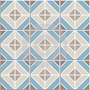 Ancient floor ceramic tiles. Victorian English floor tiling design, seamless vector pattern