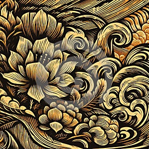 ancient floral wood carving: timeless craftsmanship, ai generated.& x22;