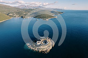 Ancient fort on the island of Mamula in the Bay of Kotor. Montenegro. Top view