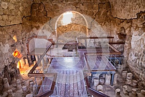 The ancient fortification Masada in  Israel. Masada National Park in the Dead Sea region of Israel