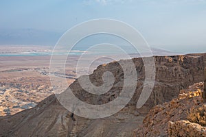 Ancient fortification Masada in the Southern District of Israel. National Park in the Dead Sea region of Israel. The fortress of