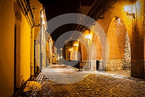 Ancient fortification wall in old Riga - famous European city where tourists can find a unique atmosphere of Middle Ages