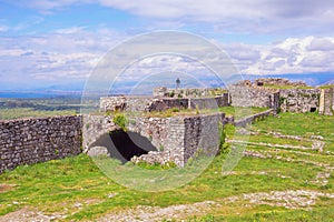 Ancient fortifications. Albania, Shkoder city. Ruins of old fortress Rozafa Castle
