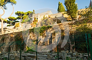 Ancient fortifications on the Aventine Hill in Rome photo